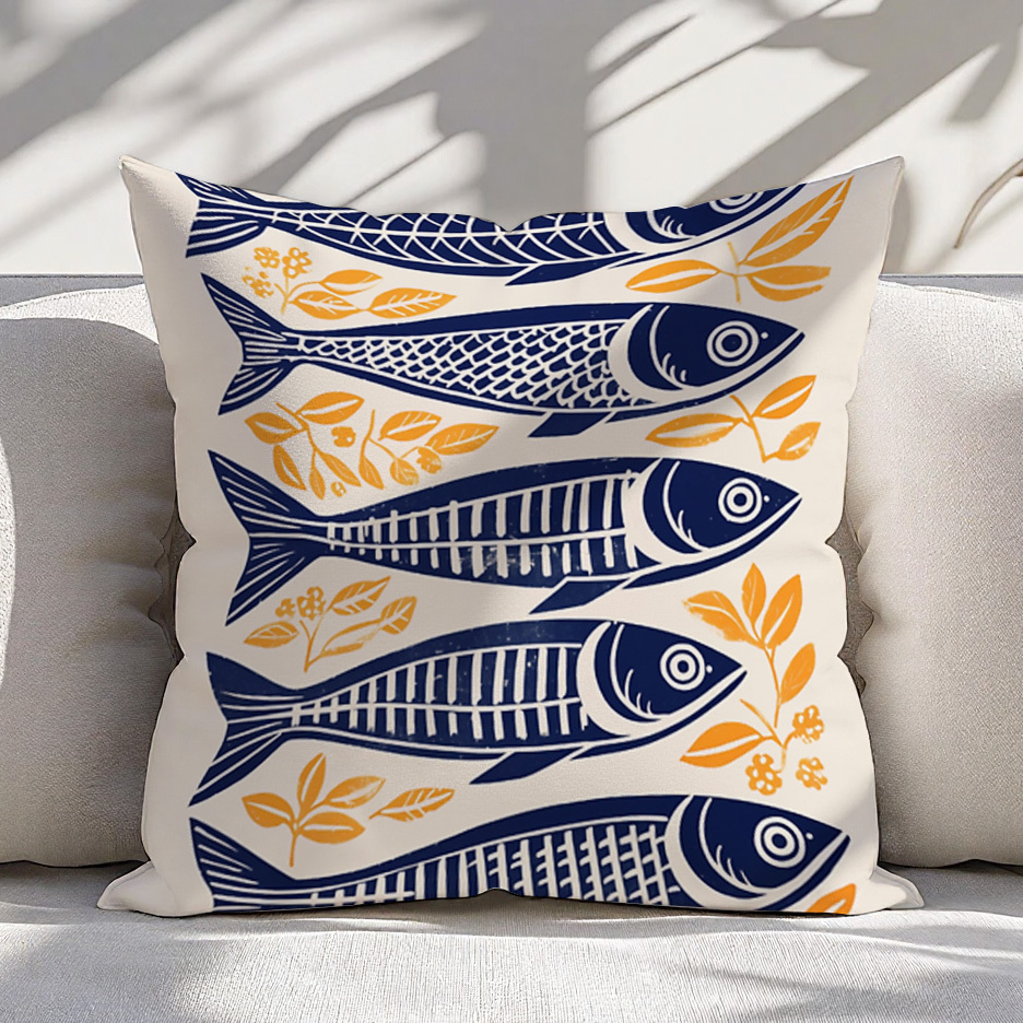 1pc Danish Woodcut Sardine Pil - Pillow Insert 18X18 评论和价格