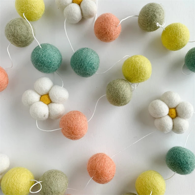 Ins Wool Felt Balls Daisy Flow - Home Textiles Usa 评论和价格