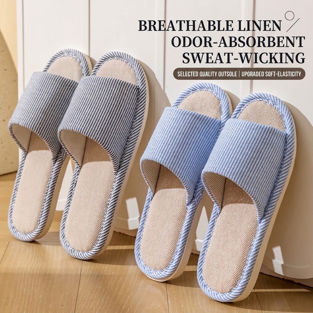 Breathable Flax Linen Slippers - Home Textile 评论和价格